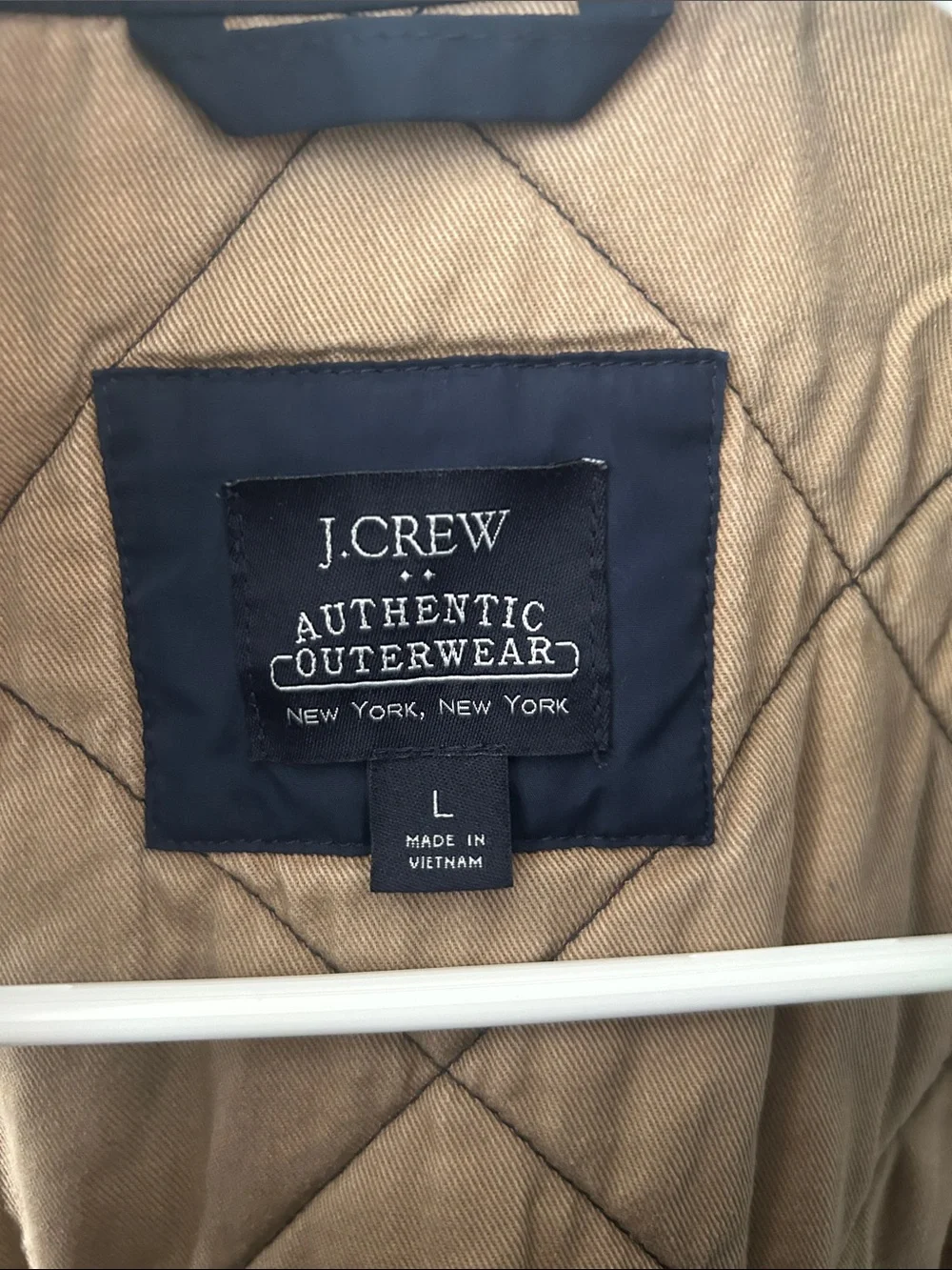 J. Crew Quilted Navy Vest with Tan Interior